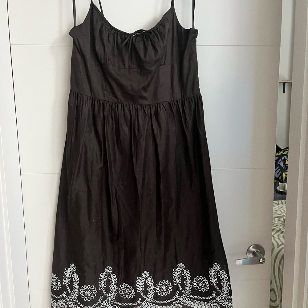 Elegant Brown and White Embroidered Dress
